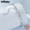 Charm Bracelets Wostu 925 Sterling Gümüş Temel Bileklik Bileklik Chopin Yılan Zinciri Retro Kelebek Gül Çiçek Toka Takı DIY Hediye