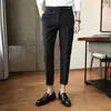 Men's Suits 2024 Spring Summer Casual Pants Suit Slim Fit Work Button Jogging Trousers Male Solid Color Clothing P243