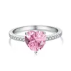 حلقات الكتلة 925 Sterling Silver Lab White Pink Heart Cut High Carbon Diamond Gemond Gemonder Learge Mapport