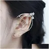 Clip-On skruv ryggstöd örhängen Elf Ear Cuffs Wing Tassel Filigree Een Wrap Fairy Cosplay Wedding Fantasy Costume Drop Delivery J DHPMH