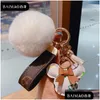 Cartoon Accessories Mouse Design Car Keychain Favor Flower Bag Pendant Charm Jewelry Keyring Holder For Men Gift Fashion Pu Leather An Otzzj