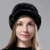 Berets Fashion Full Pelt Hats Women Hight Quality Russian Hat Elegant Snow Tails Stylish Warm Ushanka For Lady