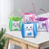 DHL Festive Easter Basket Bunny Printing Handbag Bucket New Bow Tote Bucket With Handle High Quality Made 0207
