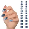 Накладные ногти Натуральные кончики ногтей Акриловый гроб Белые облака Со съемной бабочкой Маникюр для коротких