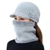 Bérets 2 pièces/ensemble femmes hiver tricot chapeau cou guêtre ensemble peluche béret polaire doublé écharpe décontracté chaud tricoté accessoires