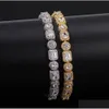 Biżuteria mężczyźni kwadratowe mieszane diamenty Bransoletka bling Tenns Gold Sier 8 -cal 8 mm Simate Dimonds Banles Braceles Drop dostawa Weddi Dhj2x