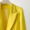 Gele jurk Blazerpakken Paars Kunstmatig Furffly Modieus Luxe jas Pluis is verwijderbaar Kantoor Zakelijke kleding Blazers 240119