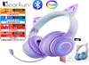 ポータブルo; Videoearphones Qearfun Gradient Pink Cat ear with Kawaii Girls Kids Phone Mp3 Hifiステレオ音楽Glowi ... 1895956