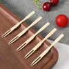 Gafflar 80st Bamboo Fruit Fork Stick Finger Pick Dessert Cocktail Set Home Hushållen Decor Party Table Provle Supplies