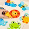 Puzzles Bébé Éducation précoce Développement intellectuel Nourrissons et jeunes enfants Grands morceaux de puzzle en bois à trois niveaux à Otagp
