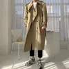 Khaki Black Trench Coat Men Fashion Autumn Overized Long Coat Men Korean Loose Windbreaker Jacket Mens Overcoat M-2XL 240125