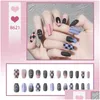 Unghie finte da donna Premere a lungo sul kit Flame Square per manicure fai da te a casa Consegna a goccia Salute Bellezza Nail Art Salon Otfm1