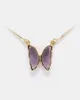 Lyxiga smycken Kvinnor Pink Purple Glass Butterfly Designer Halsband koppar med guldpläterade hänghalsband för Girl Fashion Sty9788744