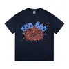 メンズTシャツヤングタグSP5DERスパイダーウェブフォームプリントTシャツアメリカンヒップホップハイストリートルーズメンズアンドレディース半袖