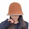 Kapelusz damski zimowy dzianinowy kapelusz wiadra ciepłe rybak haty moda Koreańska czapka dama retro czarna czapka panama dla kobiet 240127