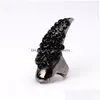 Anneaux de cluster Crystal Strass Faux Nail Bague Gold Black Paw Talon Cat Claw Punk Rock Bijoux de mode Will et Sandy Drop Livraison Dhqn9