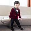 子供1年の誕生日ドレス男の子ベルベットブレザージャケットパンツポストスーツ子供フォーマルウェディングパフォーマンスイブニングウェア240122