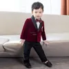 Enfants 1 an robe d'anniversaire bébé garçons velours blazer veste pantalon costume pographe enfants formel mariage performance tenue de soirée 240122