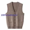 Arrival High Quality Autumn Winter Large 100 shmere Cardigan Vest Men's V-neck Shoulder Thickening Sweater Plus Size S-5XL240127