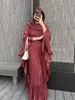 Casual Dresses 2024 Spring S Pleated Black Long Dress Lapel Full Lotus Leaf Sleeve Loose Elegant Birthday for Women Luxury