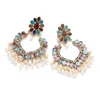 Stud Earrings Boho Fashion Colorful Heart Shape Dangle For Women Vintage Oil Drop Flower Pearl Tassel Wedding Jewelry Gifts