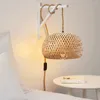 Pendant Lamps EU Plug In Rope Light Hanging Chandelier Lights Hand Woven Bamboo Lampshade For Living Dinning Room Bedroom Kitchen