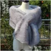 Futra kobiet sztuczne damskie spacer obok ciebie Kurtki z kości słoniowej dla kobiet Wamd Wrap Shawl Bridal Bride Bolero Party Udele Cape Akcesorium Dhjgg