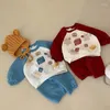 Clothing Sets 2024 Winter Plush Children's Korean Cute Bear Print Velvet Top Pants Two Piece Set For Girls Boys