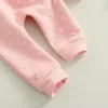 Citgeett Spring Valentine's Day Kids Girls Suit Set Solid Color Long Sleeve Ruffle Tops Bowknot Trousers Autumn Clothes 0-24M 240124