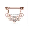 Nipple Rings Sier Crystal Hollow Heart Ring Women Body Jewelry Party Belly Button Drop Delivery Dhipi