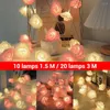 Sznurki 2m 20 LED Rose Flower Lights Bateria sztuczna bukiet girland