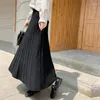 Jupes tricotées longues femmes mode coréenne jupe plissée femme automne hiver lâche Midi dame décontracté taille haute T693