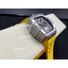 Richarder Miller Hollow Sapphire 7750 распродажа, усложнение, автоматические ручные часы из волокна, карбоновые RM, механические часы с кристаллами 5A для мужчин