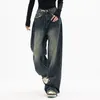 Damenhose, trendige, vielseitige Damen-Jeans, Harajuku, Punk, Streetwear, Grunge-Denim, koreanische Mode, gerade Hose, japanische Y2k-Jeans