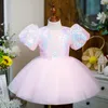2024ピンクのスパンコールの花の女の子ドレス