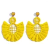 Kolczyki Dangle 2024 Laffia Bohemian Oversize Big Drop for Women Brincos Kobiet Flower Earring Wedding Bejdia