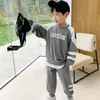 Boys Contrast Sweatshirt Sudepant 2 pezzi Outfit Kids Tracksuit Children Bil