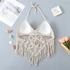 Tanks Femmes Femmes Sexy Hollow-Out Crochet Halter Dos Nu Cami Gilet Broderie Gland Plage Bikinis Bras Été Vacances Crop Top N7YE