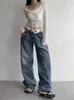 HOUZHOU Vintage Y2k Jean Baggy Kpop Gyaru Streetwear Pantaloni larghi in denim blu Harajuku Coreano Acubi Jeans a vita alta 240129