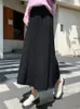 Осень-зима трикотажная женская юбка толстая длинная юбка с эластичной резинкой на талии свободная однотонная зеленая хаки корейский стиль юбка-трапеция женская 240202