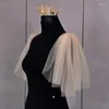 Scarves Bride Pleated Tulle Sheer Wrap Wedding Bridal Shiny Shoulder Stole Formal Shawl Drop