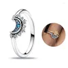 Cluster Rings 925 Sterling Silver Shining Drop Glue Sun Moon Original Women's Ring Festival Girlfriend Exquisite Jewelry Gift