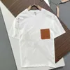 Men's T-shirt Summer 3D relief designer embroidered leather pocket pure cotton short sleeve men's and women's loose plus size T-shirt couple half sleeve trend