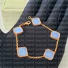 Classic 17CM Four Leaf Clover Bracelet Designer Bracelet High Quality Rose Gold Mother of Pearl Charm Bracelet