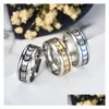 Bagues de bande Bague papillon en acier inoxydable Gold Sequin Engagement Bijoux de mode de mariage pour femmes hommes et cadeau de sable Drop Deliv Dhurx