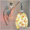 Wandlampen Gemonteerde Lamp Creatieve Hars Kunst Home Decor Zeemeermin Voor Woonkamer Zolder Slaapkamer Badkamer Licht Spiegel Led Verlichting Fixtur Dhwpb