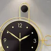 Zegarki ścienne Prezent Domowe Dekoracja Zegar Elegancka złota sztuka okrągłe ręce salon numer Modern Black Kitchen ELOJ