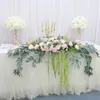 18M Willow Leaf Table Flower Runner Sztuczna zielona roślina winorośl Garland Floral Row Home Deco Wedding Event Centerpiece 240127