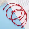 Link Bracelets 7 Knot Red String Good Luck Bracelet For Couple Rope Braided Protection Friendship Amulet Success Handmade Jewelry
