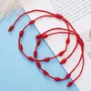 Link Armbanden 7 Knoop Rode Draad Geluk Armband Voor Paar Touw Gevlochten Bescherming Vriendschap Amulet Succes Handgemaakte Sieraden